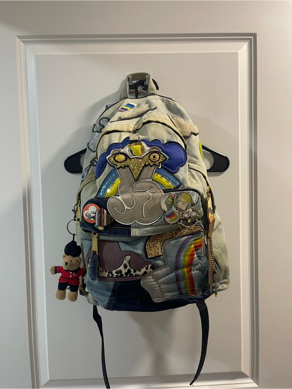 Marc Jacobs  denim Julie Biker backpack with tan leather accents